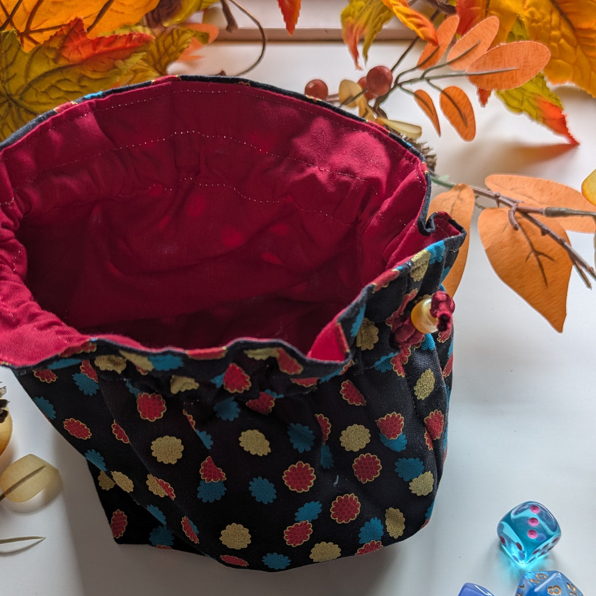 Black Dice Bag with Japanese pattern