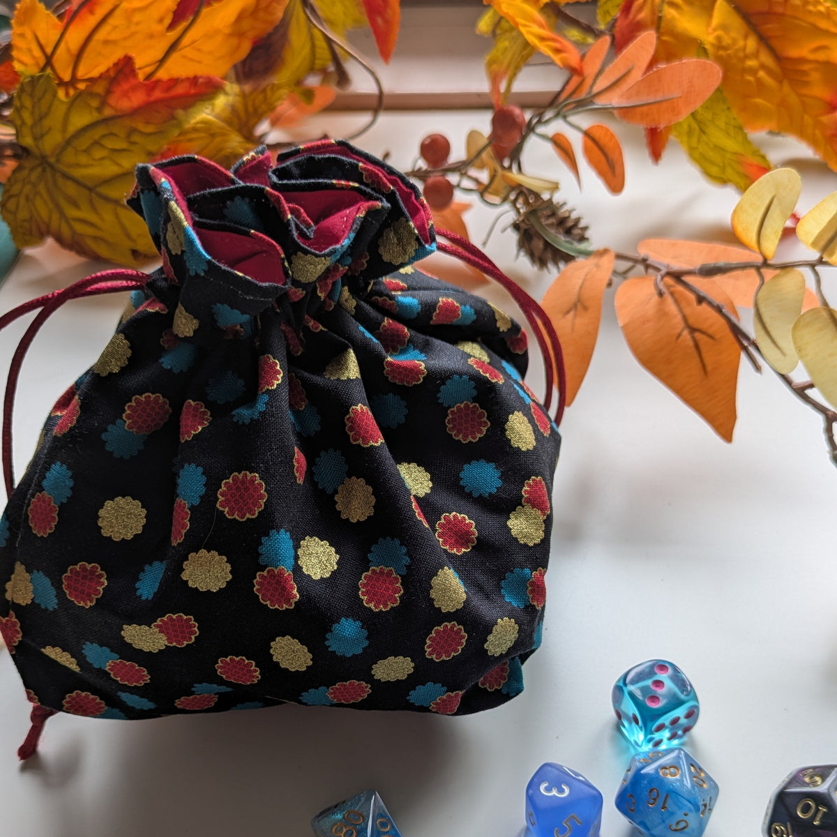 Black Dice Bag with Japanese pattern
